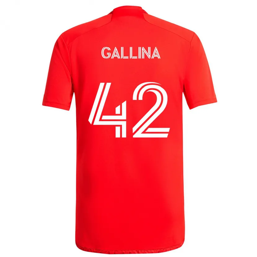 Danxen Dětské Henrique Gallina #42 Červená Bílá Domů Hráčské Dresy 2024/25 Dres