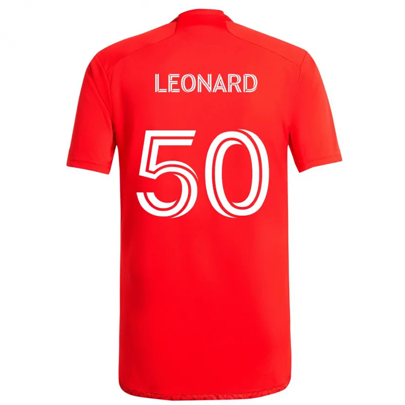 Danxen Dětské Eric Leonard #50 Červená Bílá Domů Hráčské Dresy 2024/25 Dres