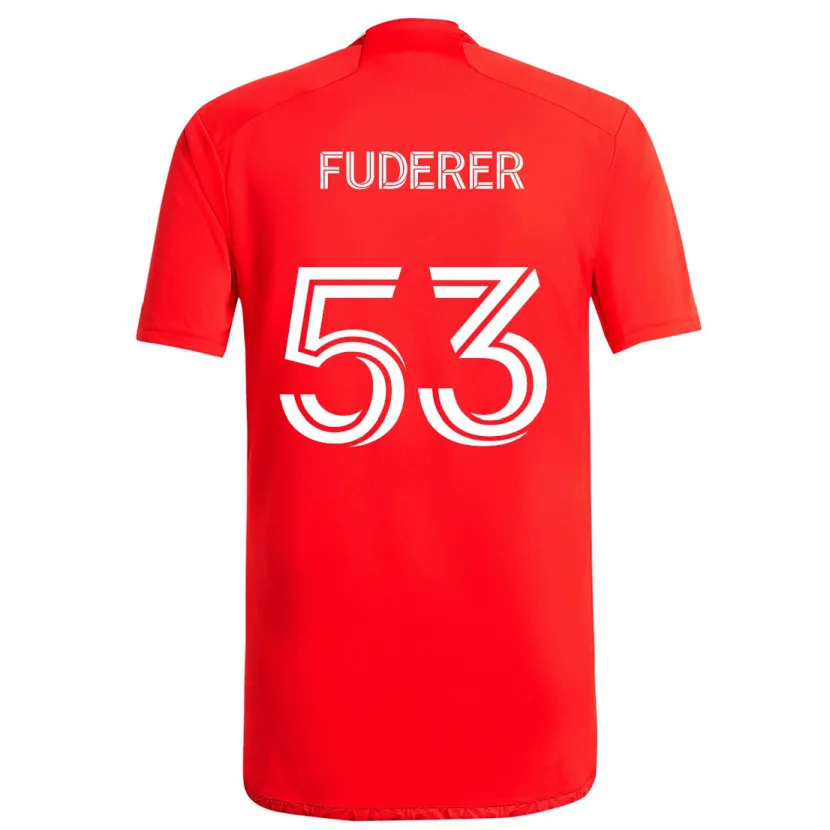 Danxen Dětské Jake Fuderer #53 Červená Bílá Domů Hráčské Dresy 2024/25 Dres