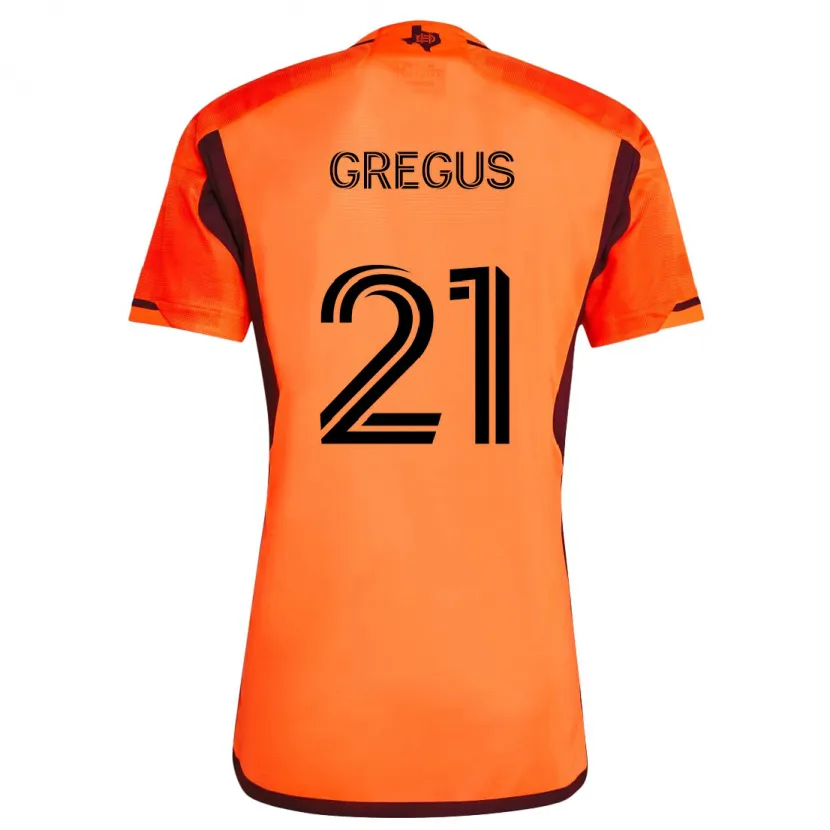 Danxen Dětské Jan Gregus #21 Oranžová Černá Domů Hráčské Dresy 2024/25 Dres