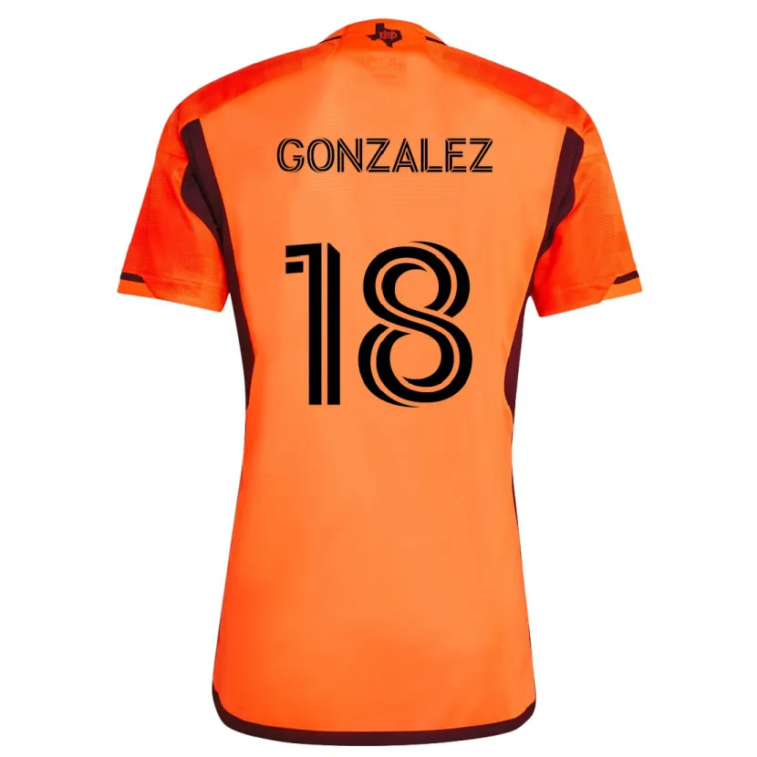 Danxen Dětské Diego Gonzalez #18 Oranžová Černá Domů Hráčské Dresy 2024/25 Dres