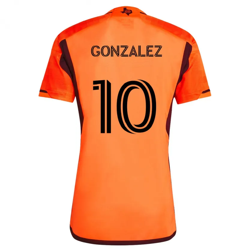 Danxen Dětské Yair González #10 Oranžová Černá Domů Hráčské Dresy 2024/25 Dres