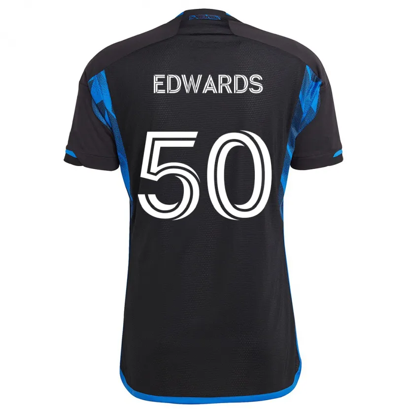 Danxen Dětské Aaron Edwards #50 Modrá Černá Domů Hráčské Dresy 2024/25 Dres