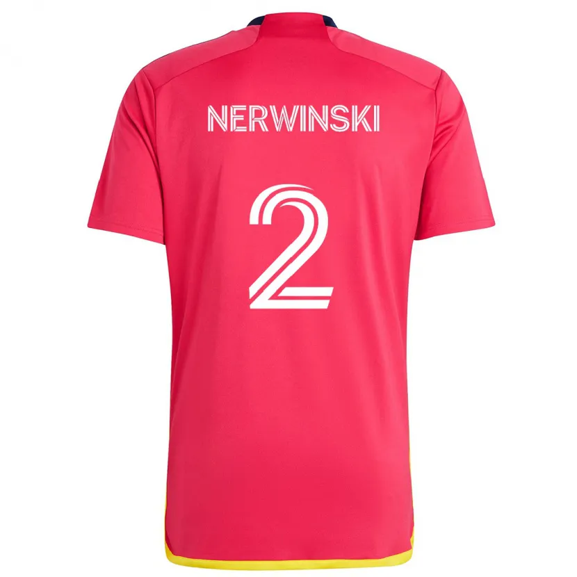 Danxen Dětské Jake Nerwinski #2 Červená Modrá Domů Hráčské Dresy 2024/25 Dres