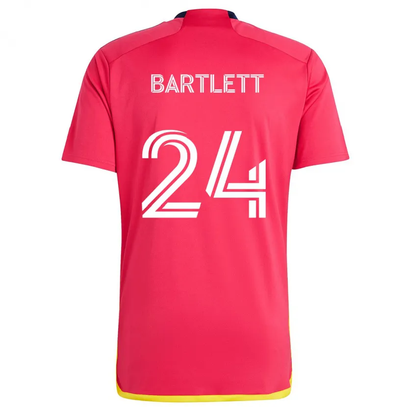 Danxen Dětské Lucas Bartlett #24 Červená Modrá Domů Hráčské Dresy 2024/25 Dres