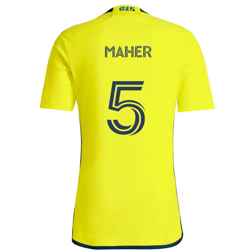 Danxen Dětské Jack Maher #5 Žlutá Modrá Domů Hráčské Dresy 2024/25 Dres