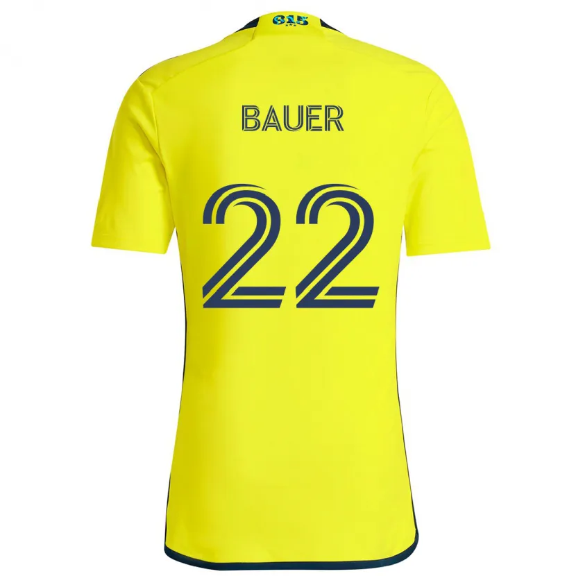 Danxen Dětské Josh Bauer #22 Žlutá Modrá Domů Hráčské Dresy 2024/25 Dres