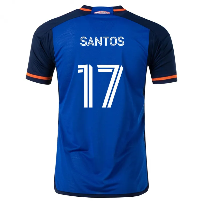 Danxen Dětské Sergio Santos #17 Modrá Bílá Domů Hráčské Dresy 2024/25 Dres