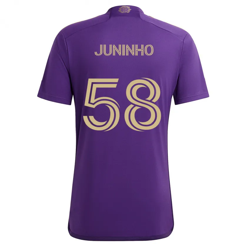 Danxen Dětské Juninho #58 Fialově Žlutá Domů Hráčské Dresy 2024/25 Dres