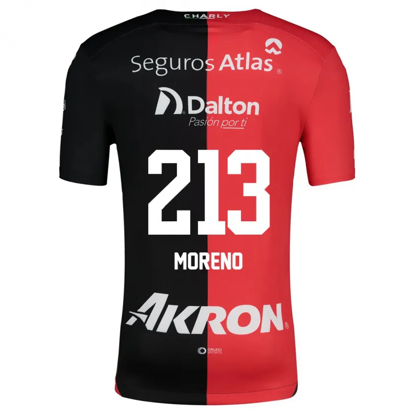 Danxen Dětské Eduardo Moreno #213 Červená Černá Domů Hráčské Dresy 2024/25 Dres