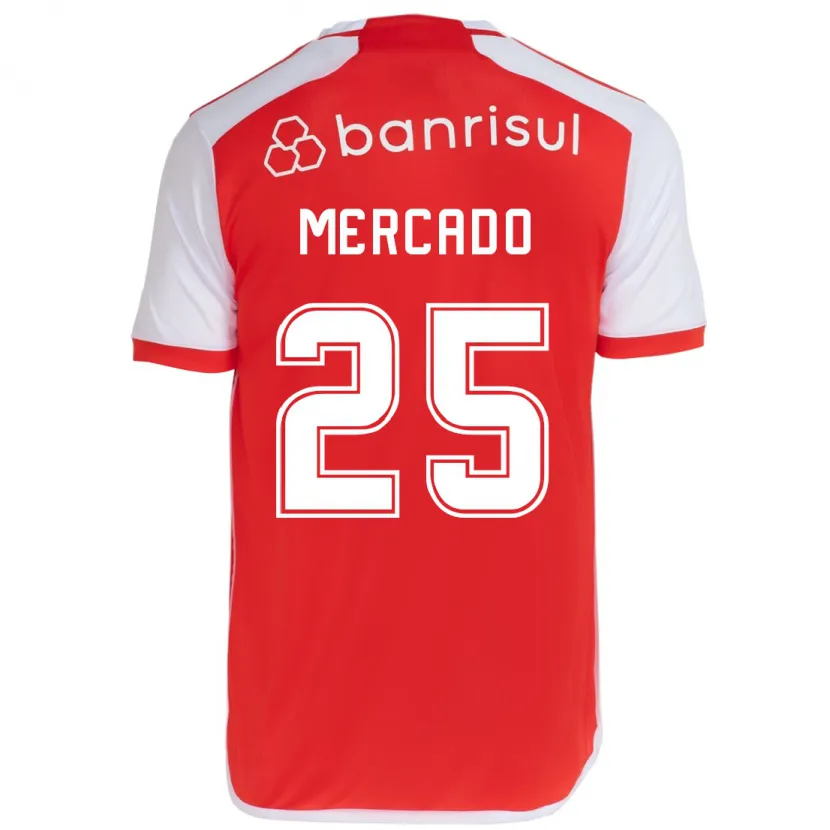 Danxen Dětské Gabriel Mercado #25 Červená Bílá Domů Hráčské Dresy 2024/25 Dres