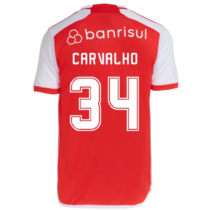 Danxen Dětské Gabriel Carvalho #34 Červená Bílá Domů Hráčské Dresy 2024/25 Dres