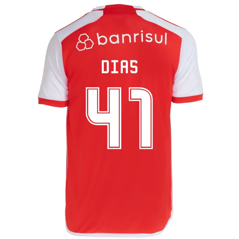 Danxen Dětské Matheus Dias #41 Červená Bílá Domů Hráčské Dresy 2024/25 Dres