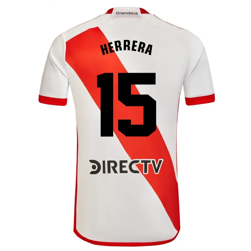 Danxen Dětské Andrés Herrera #15 Bílá Červená Domů Hráčské Dresy 2024/25 Dres