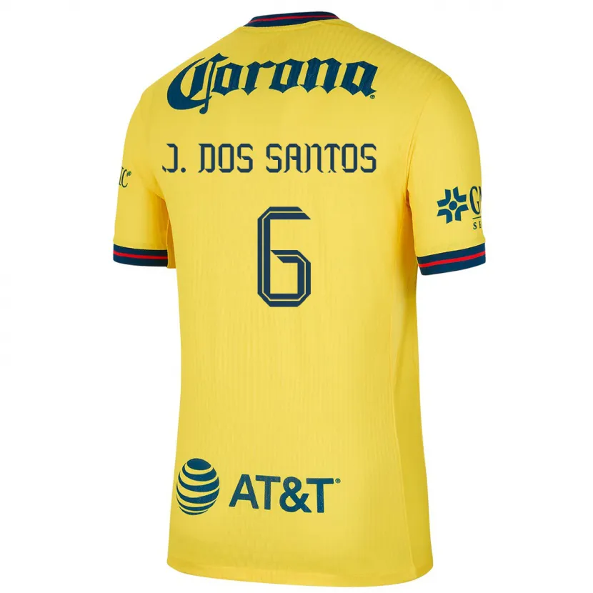 Danxen Dětské Jonathan Dos Santos #6 Žlutá Modrá Domů Hráčské Dresy 2024/25 Dres