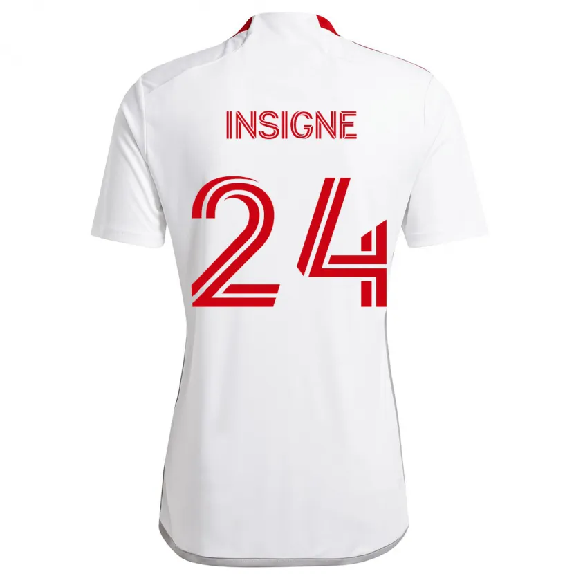 Danxen Dětské Lorenzo Insigne #24 Bílá Červená Daleko Hráčské Dresy 2024/25 Dres