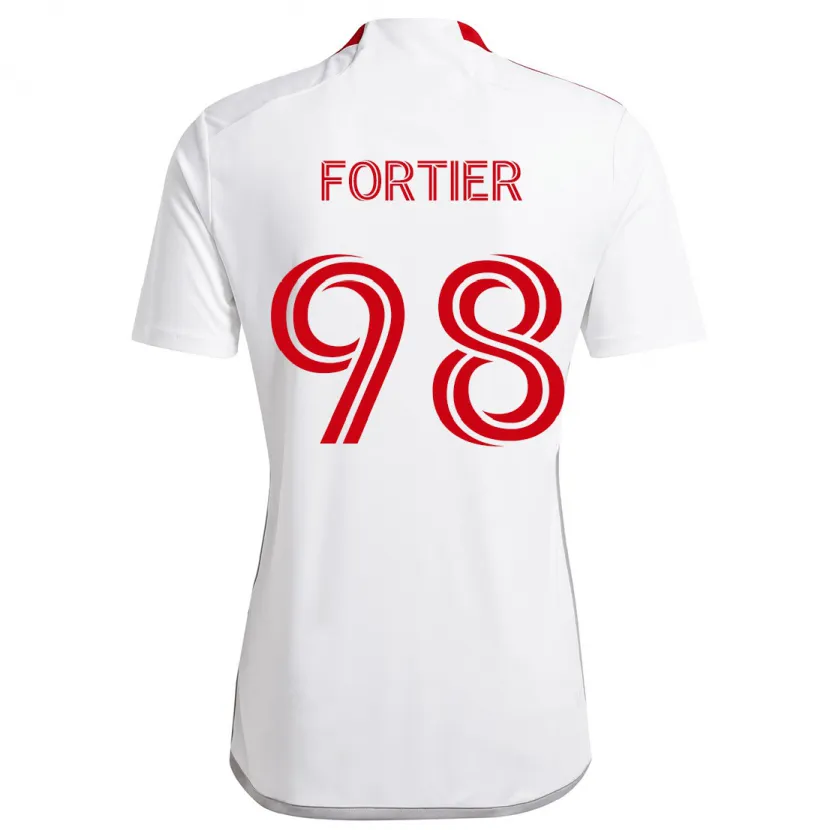 Danxen Dětské Kristjan Fortier #98 Bílá Červená Daleko Hráčské Dresy 2024/25 Dres