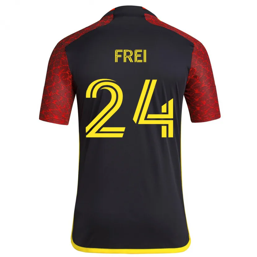 Danxen Dětské Stefan Frei #24 Červená Černá Daleko Hráčské Dresy 2024/25 Dres