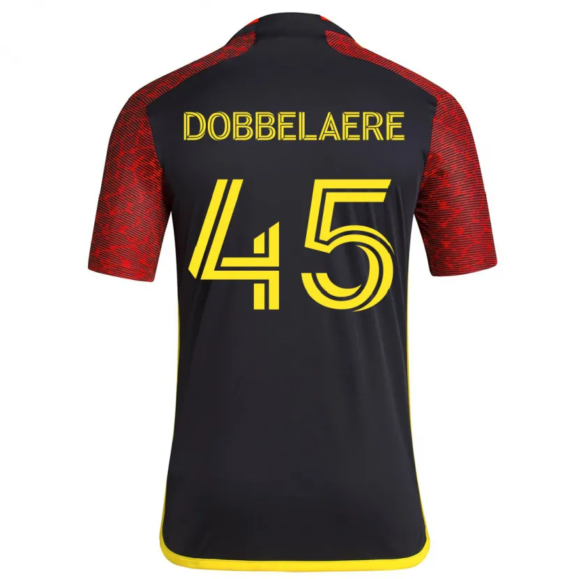 Danxen Dětské Ethan Dobbelaere #45 Červená Černá Daleko Hráčské Dresy 2024/25 Dres