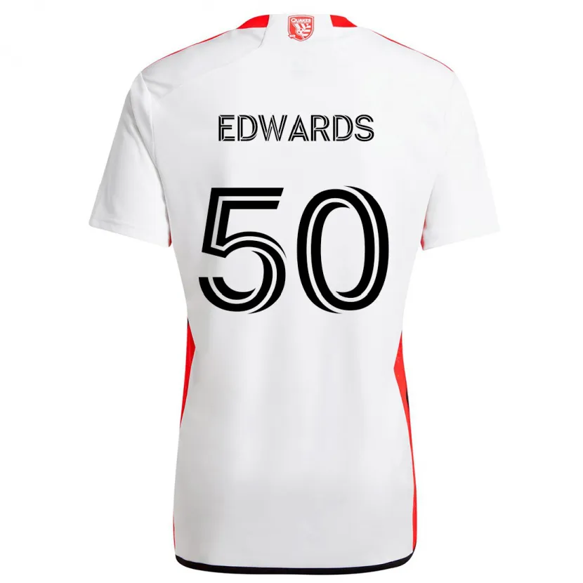 Danxen Dětské Aaron Edwards #50 Bílá Červená Daleko Hráčské Dresy 2024/25 Dres