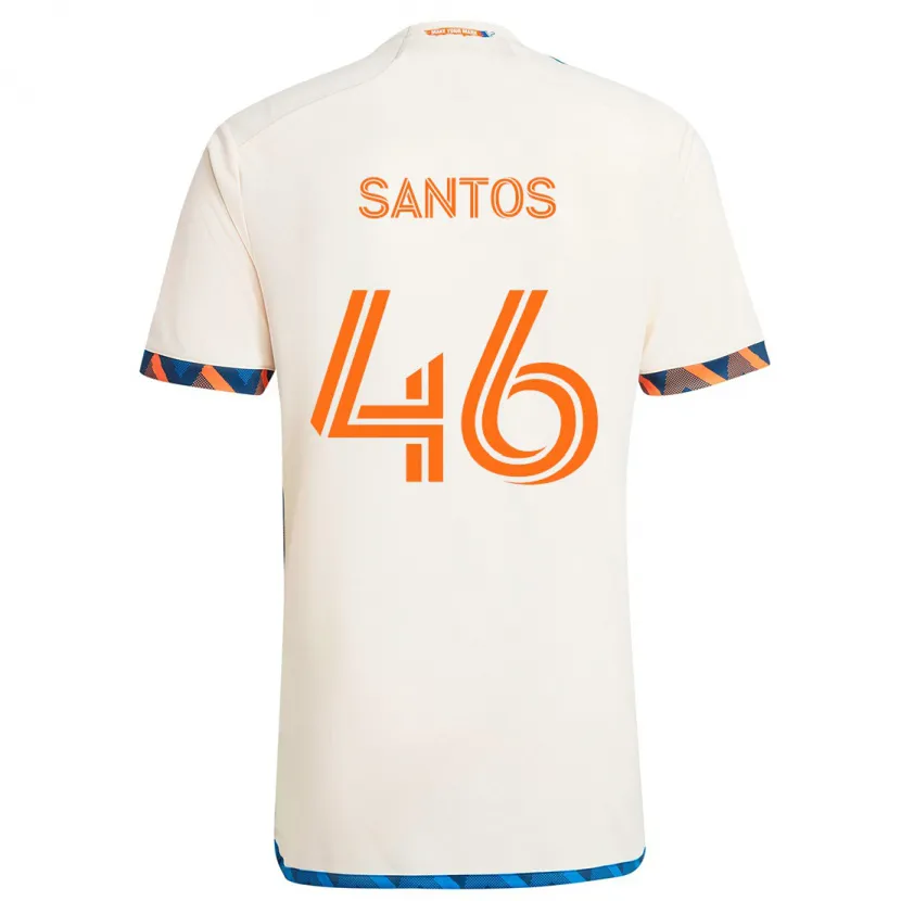 Danxen Dětské Guilherme Santos #46 Bílá Oranžová Daleko Hráčské Dresy 2024/25 Dres