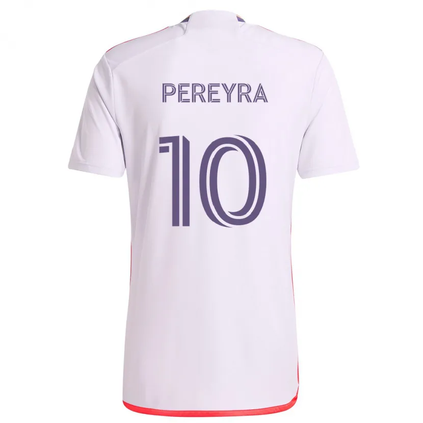 Danxen Dětské Mauricio Pereyra #10 Bílá Červená Fialová Daleko Hráčské Dresy 2024/25 Dres