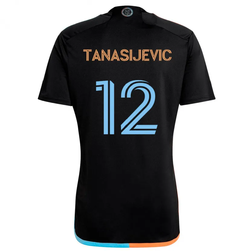 Danxen Dětské Strahinja Tanasijevic #12 Černá Oranžová Modrá Daleko Hráčské Dresy 2024/25 Dres