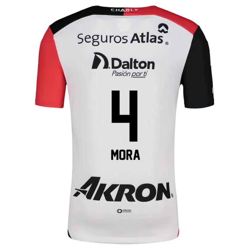 Danxen Dětské Adrián Mora #4 Bílá Červená Černá Daleko Hráčské Dresy 2024/25 Dres