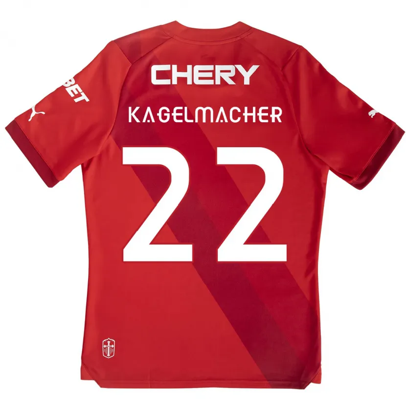 Danxen Dětské Gary Kagelmacher #22 Červená Bílá Daleko Hráčské Dresy 2024/25 Dres