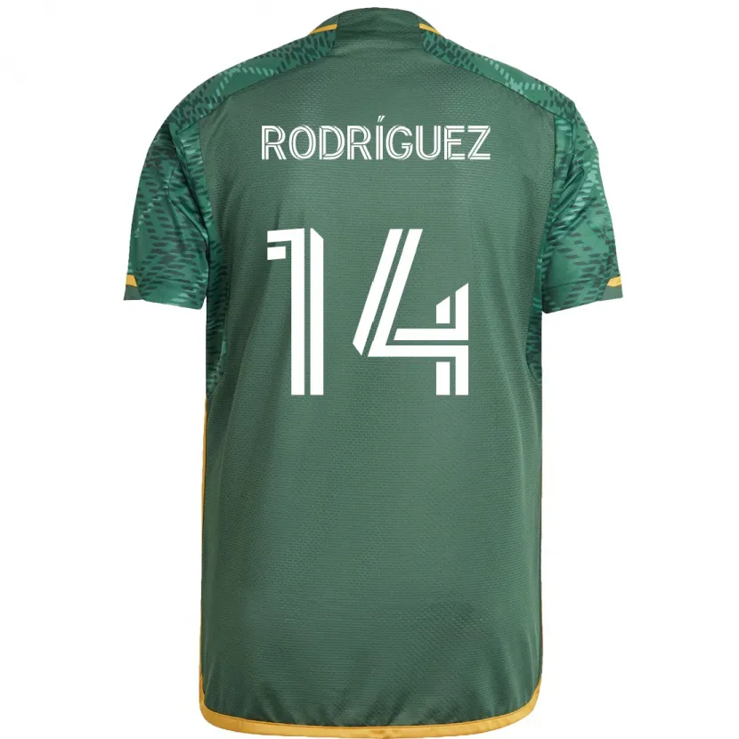 Danxen Pánské Jonathan Rodríguez #14 Zelená Oranžová Domů Hráčské Dresy 2024/25 Dres