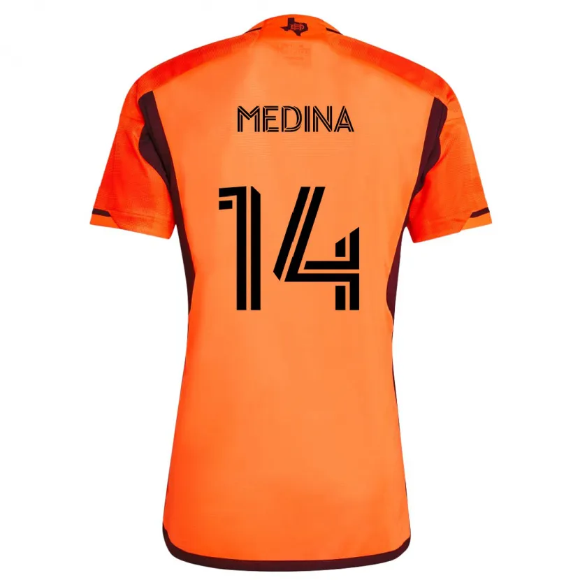 Danxen Pánské Jeferson Medina #14 Oranžová Černá Domů Hráčské Dresy 2024/25 Dres