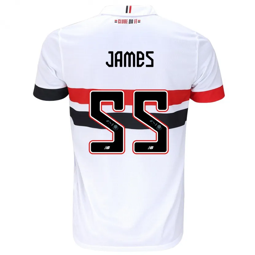 Danxen Dětské James Rodríguez #55 Bílá Červená Černá Domů Hráčské Dresy 2024/25 Dres