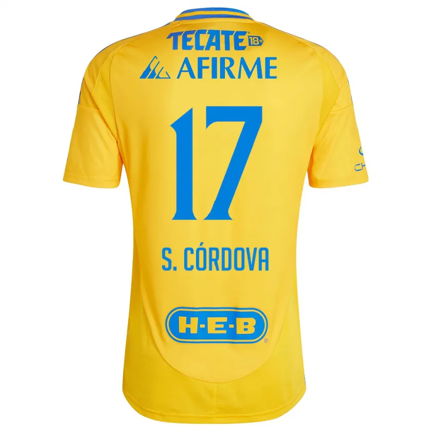 Danxen Dětské Sebastián Córdova #17 Zlatožlutá Domů Hráčské Dresy 2024/25 Dres