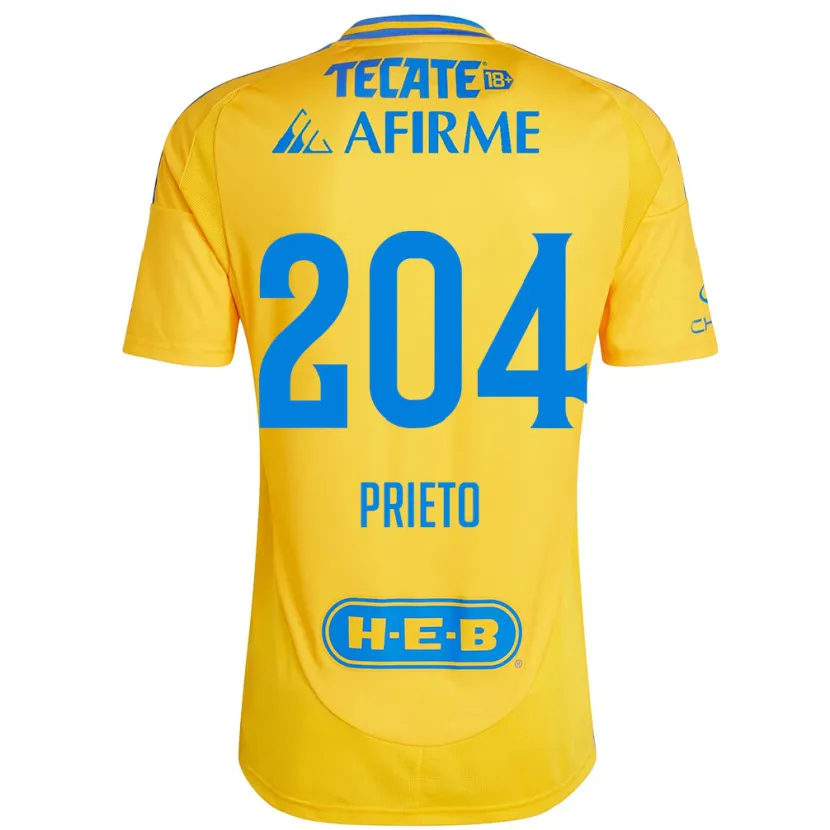 Danxen Dětské Leonel Prieto #204 Zlatožlutá Domů Hráčské Dresy 2024/25 Dres