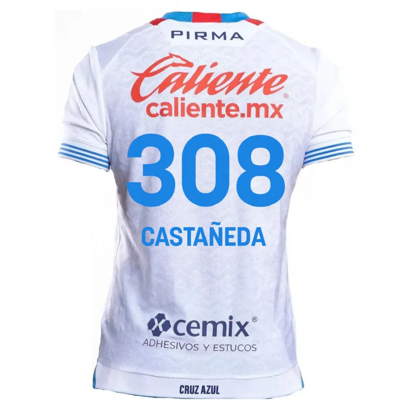 Danxen Dětské Emiliano Castañeda #308 Bílá Modrá Daleko Hráčské Dresy 2024/25 Dres