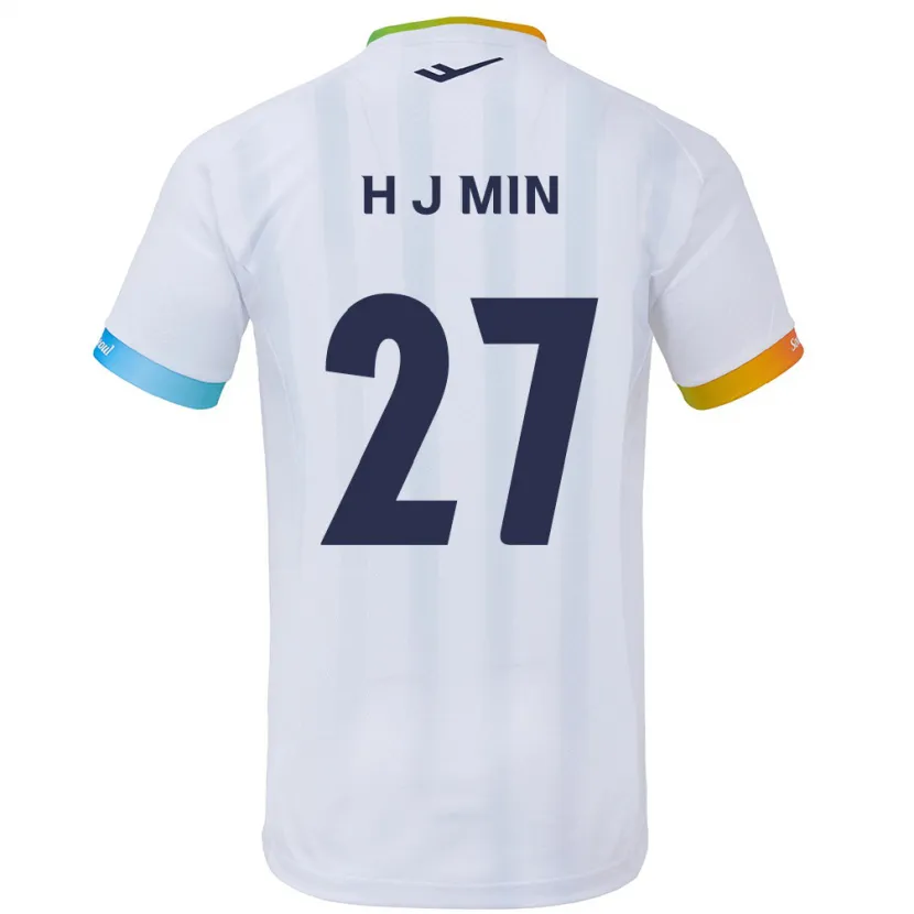 Danxen Dětské Ji-Hoon Min #27 Bílá Modrá Daleko Hráčské Dresy 2024/25 Dres