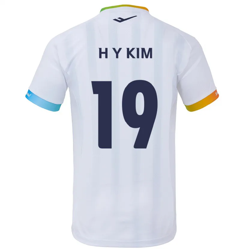 Danxen Dětské Yong-Hyuk Kim #19 Bílá Modrá Daleko Hráčské Dresy 2024/25 Dres