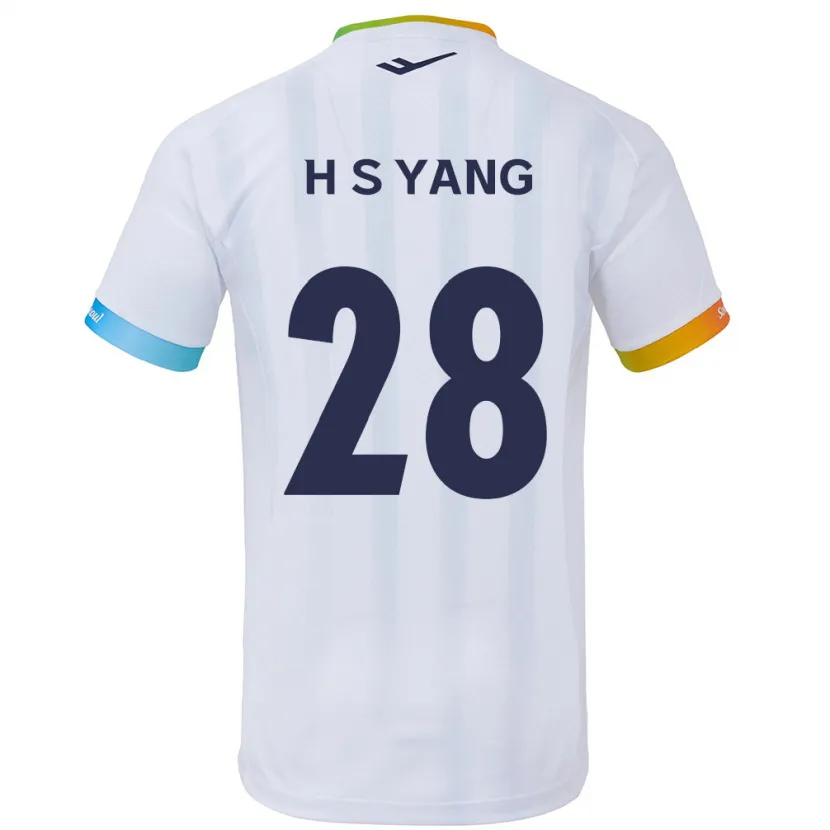 Danxen Dětské Seung-Hyeon Yang #28 Bílá Modrá Daleko Hráčské Dresy 2024/25 Dres