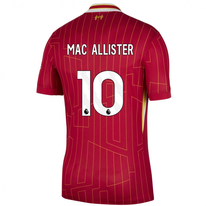 Danxen Dětské Alexis Mac Allister #10 Červená Žlutá Bílá Domů Hráčské Dresy 2024/25 Dres