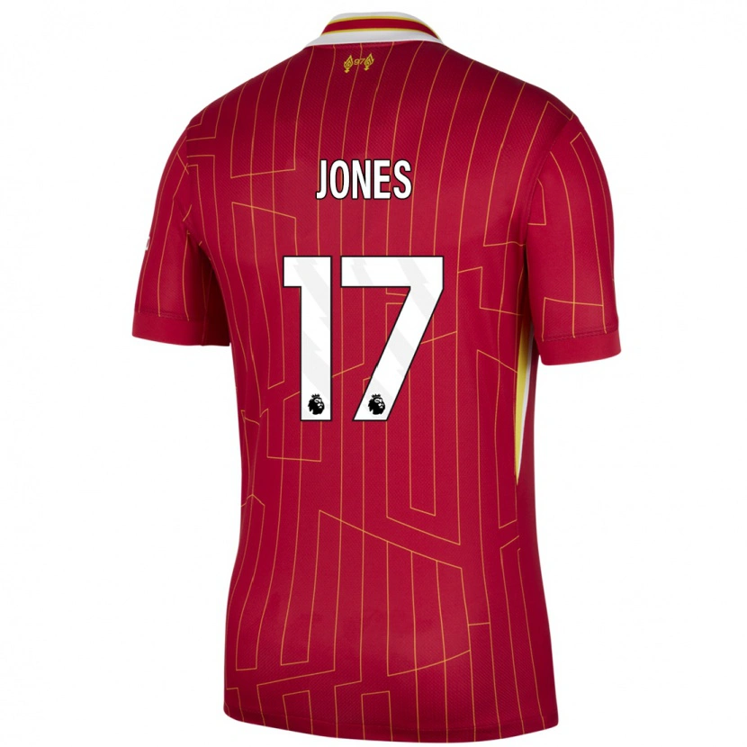 Danxen Dětské Curtis Jones #17 Červená Žlutá Bílá Domů Hráčské Dresy 2024/25 Dres