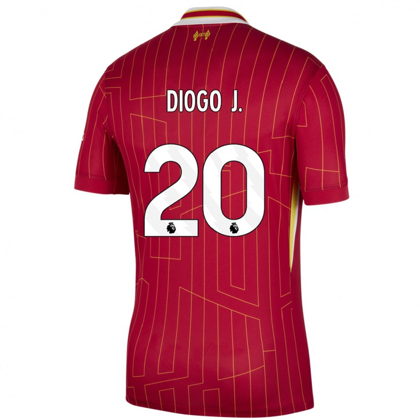 Danxen Dětské Diogo Jota #20 Červená Žlutá Bílá Domů Hráčské Dresy 2024/25 Dres