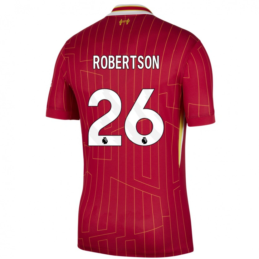 Danxen Dětské Andrew Robertson #26 Červená Žlutá Bílá Domů Hráčské Dresy 2024/25 Dres