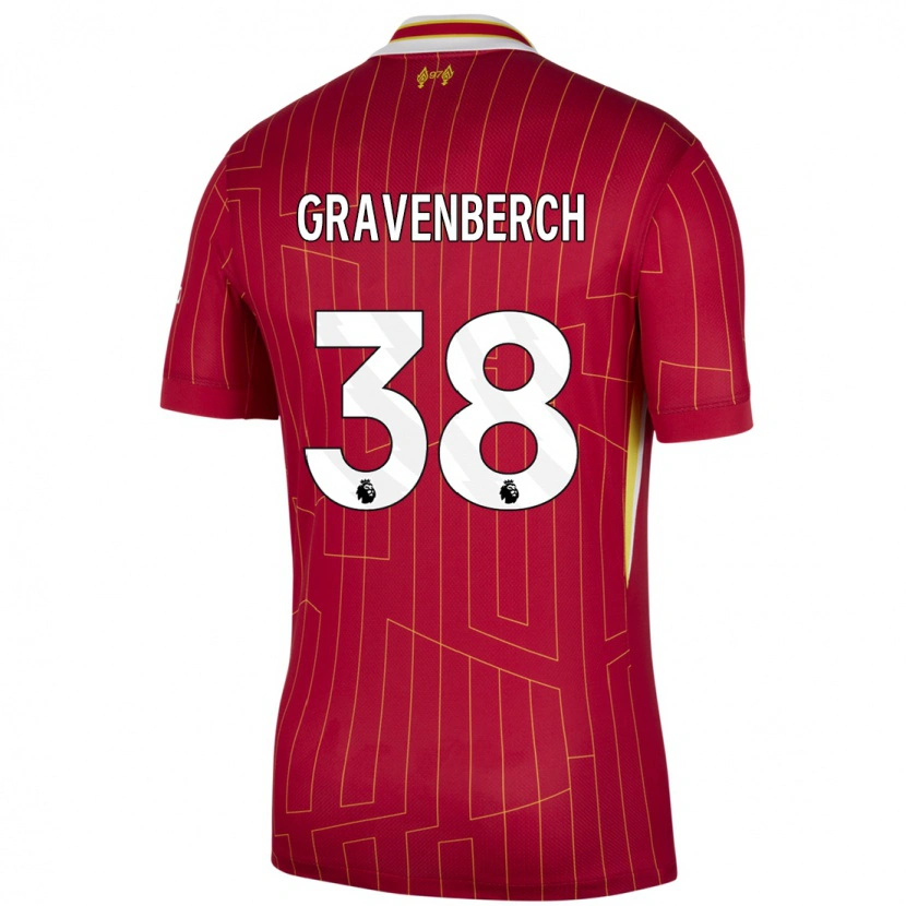 Danxen Dětské Ryan Gravenberch #38 Červená Žlutá Bílá Domů Hráčské Dresy 2024/25 Dres