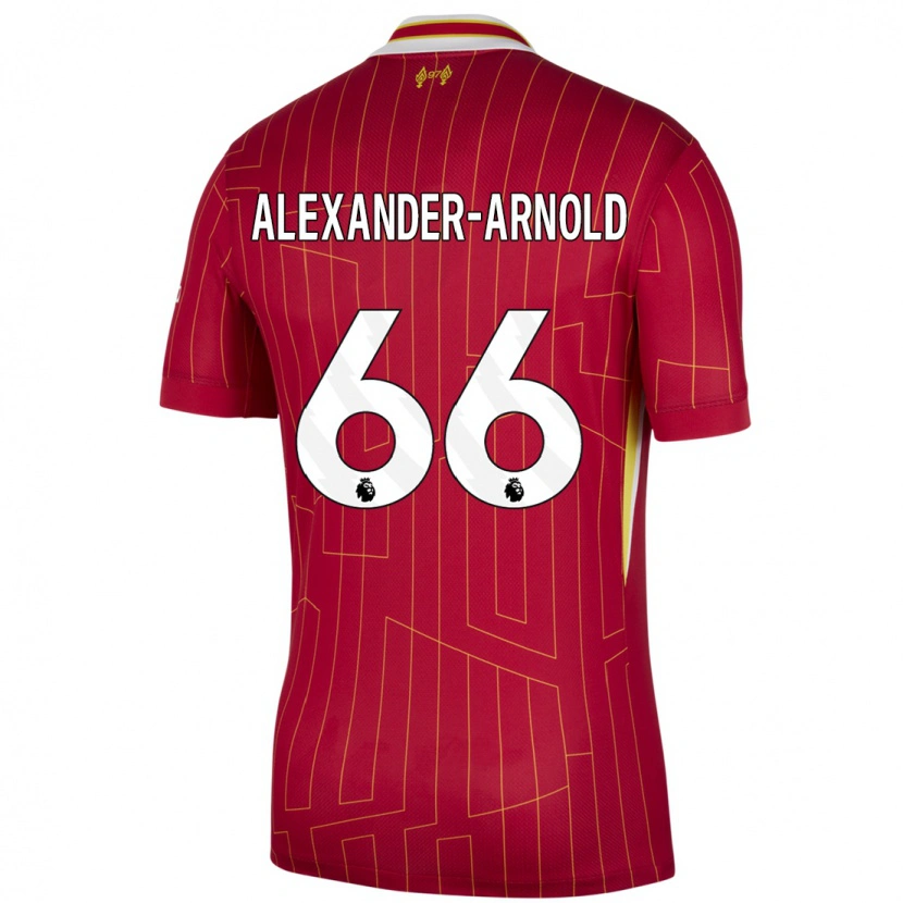 Danxen Dětské Trent Alexander-Arnold #66 Červená Žlutá Bílá Domů Hráčské Dresy 2024/25 Dres