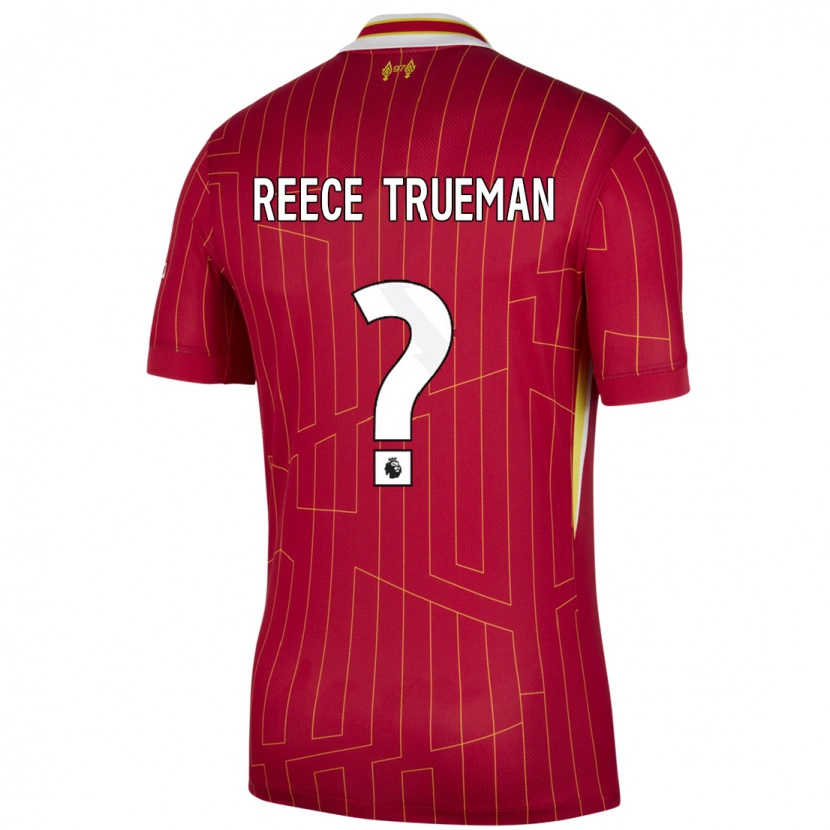 Danxen Dětské Reece Trueman #0 Červená Žlutá Bílá Domů Hráčské Dresy 2024/25 Dres