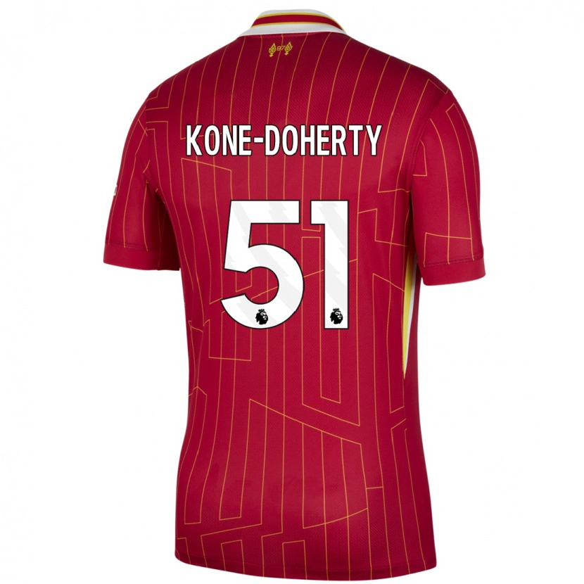 Danxen Dětské Trent Kone-Doherty #51 Červená Žlutá Bílá Domů Hráčské Dresy 2024/25 Dres