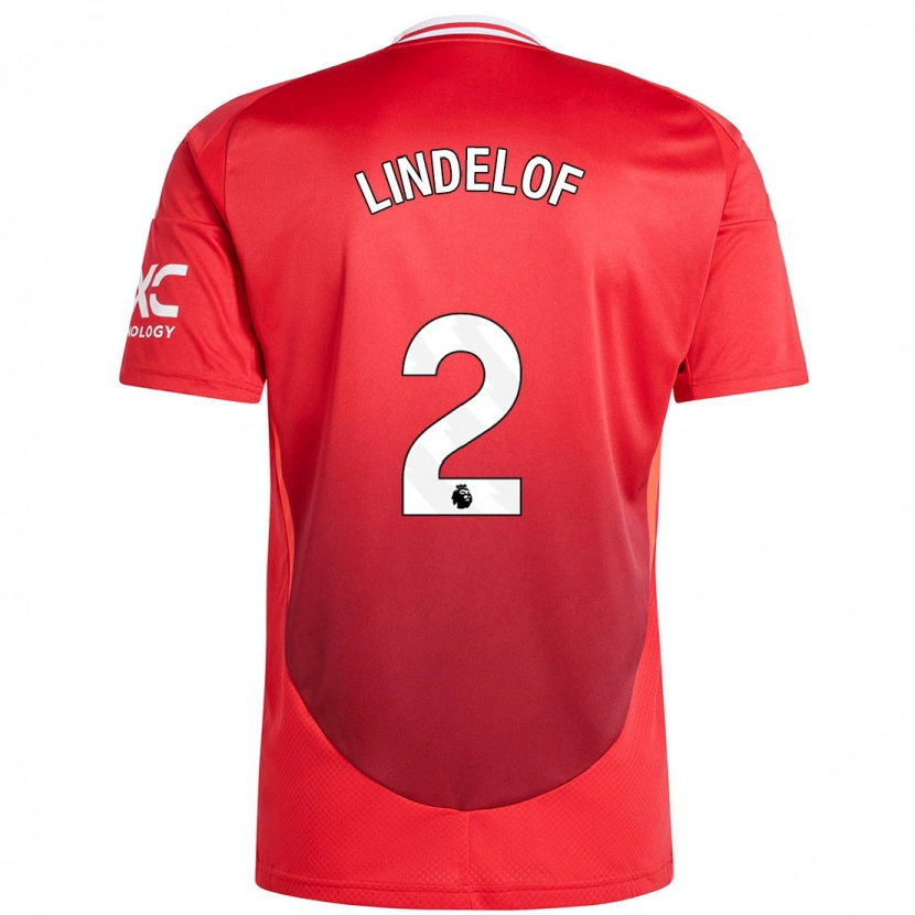 Danxen Dětské Victor Lindelöf #2 Jasně Červená Domů Hráčské Dresy 2024/25 Dres