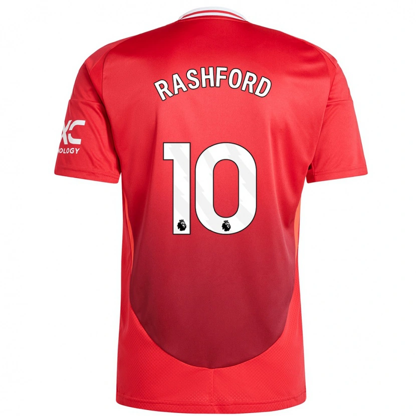 Danxen Dětské Marcus Rashford #10 Jasně Červená Domů Hráčské Dresy 2024/25 Dres