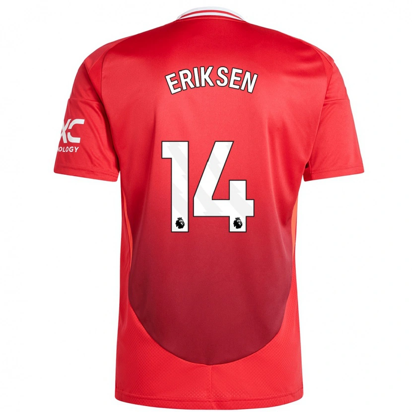 Danxen Dětské Christian Eriksen #14 Jasně Červená Domů Hráčské Dresy 2024/25 Dres