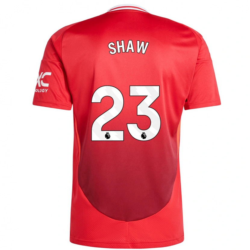 Danxen Dětské Luke Shaw #23 Jasně Červená Domů Hráčské Dresy 2024/25 Dres